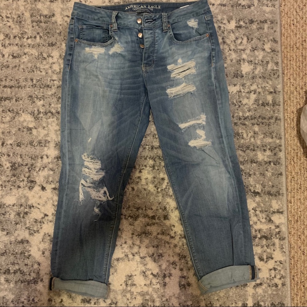 American Eagle Destructed Stretchy Cropped Jeans